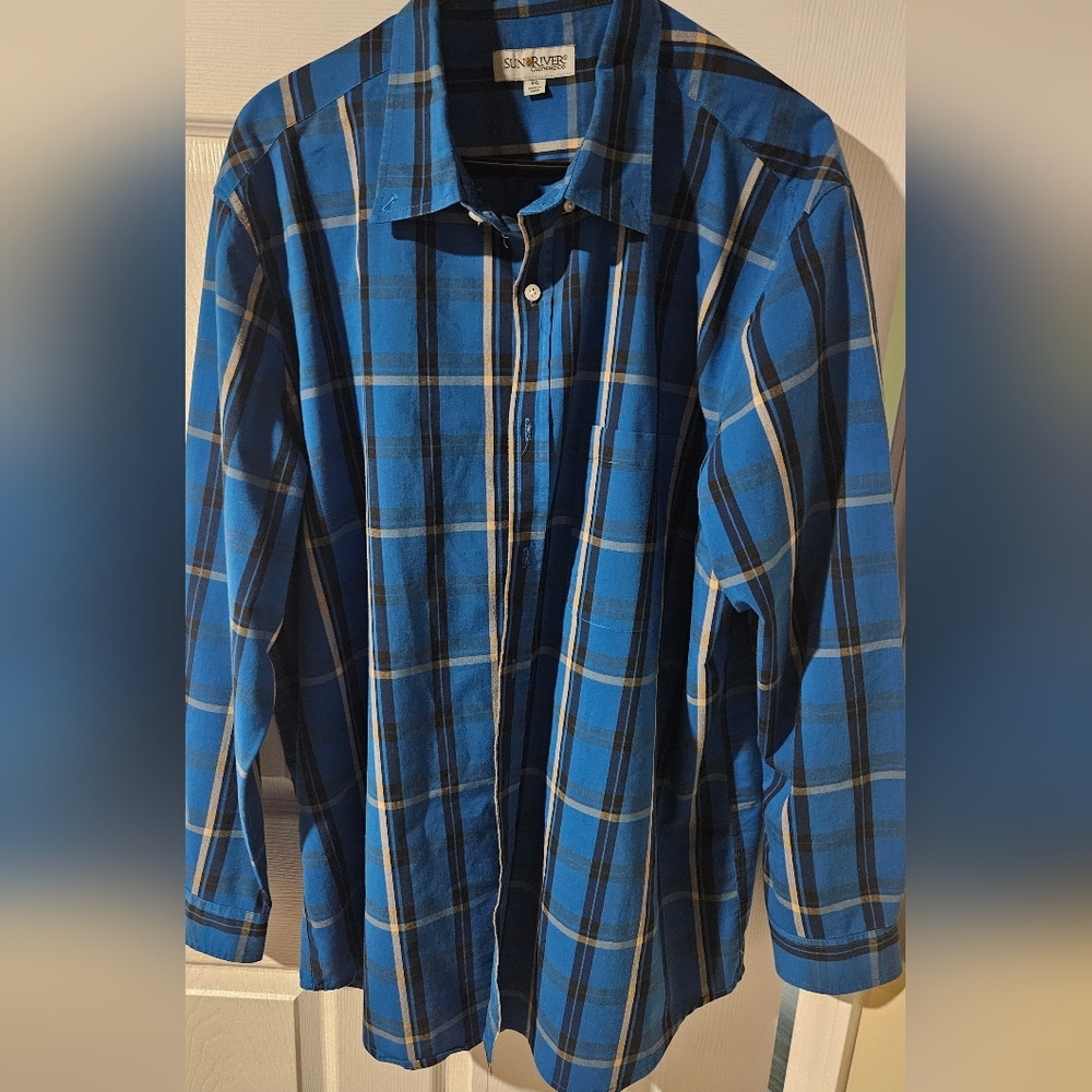 Sonoma Blue and Black Plaid Casual Shirt